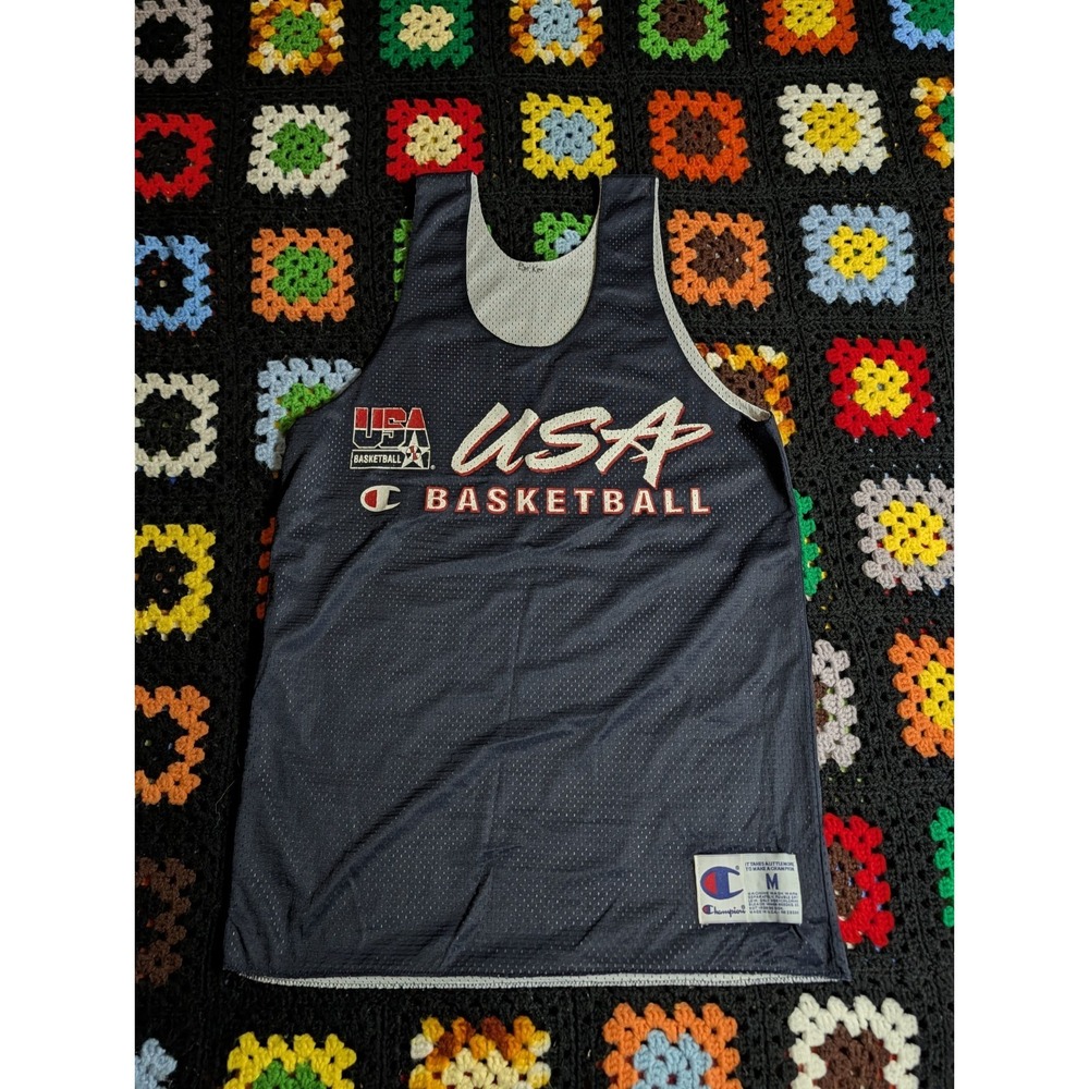 Vintage 90's Champion Team USA Mesh Practice Basketball Jersey MED Dream Team